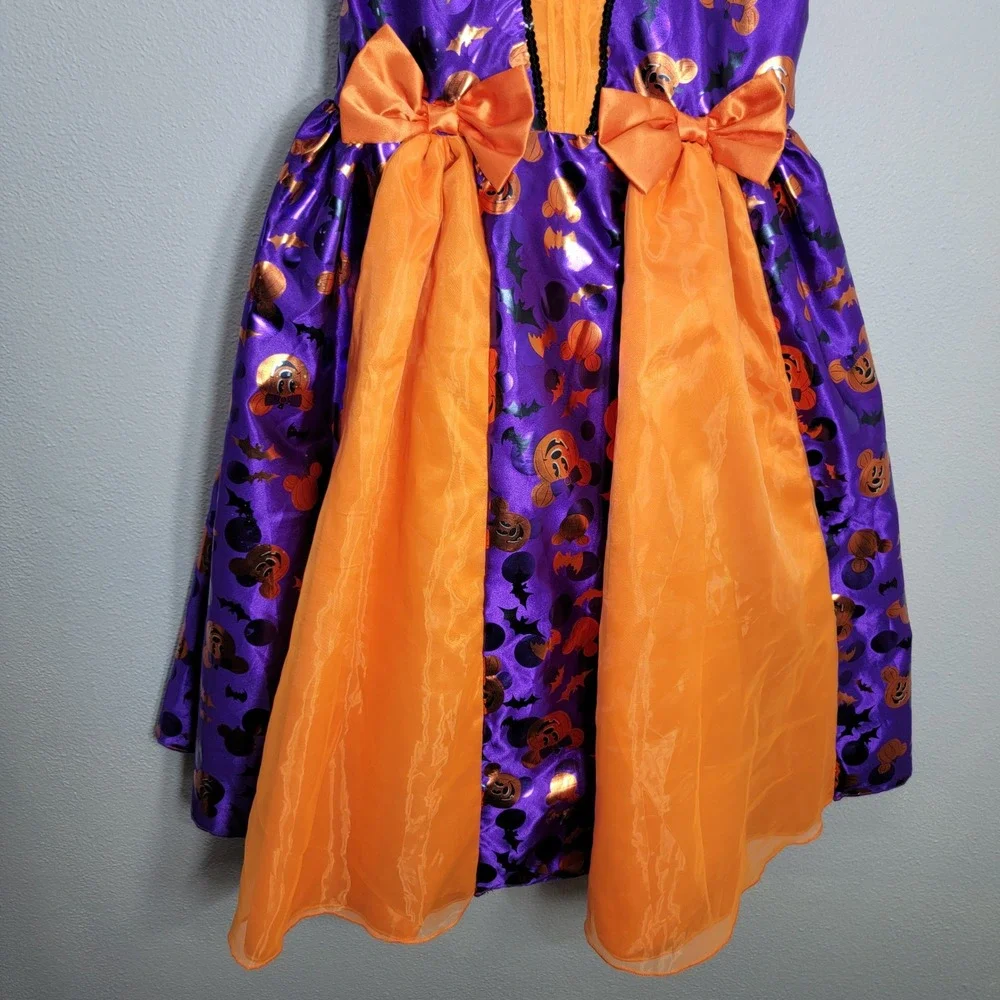 Disney Minnie Mouse Halloween Witch Costume Dress Purple Orange Girls Size 9/10 - Picture 4 of 9